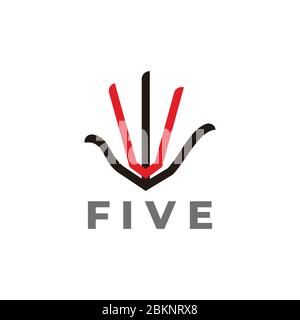 hand palm five fingers symbol logo vector Stock Vector