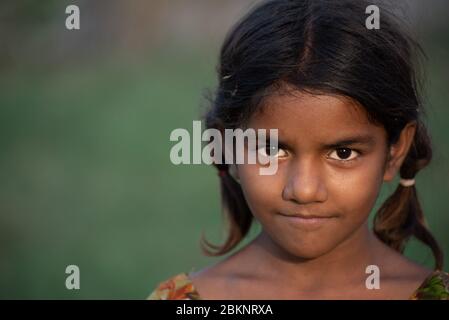 Close-up portrait of Indian girl.  Bundi, Rajasthan, India Stock Photo