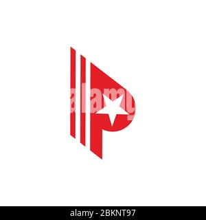letter p star motion arrow stripes geometric symbol logo vector Stock Vector