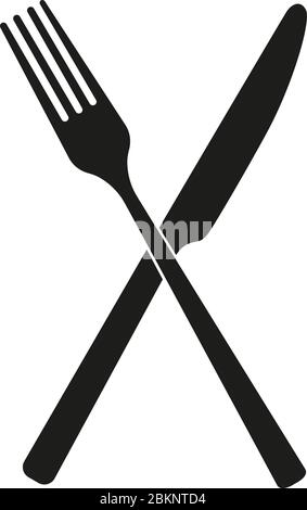 crossed fork and knife isolated on white background vector illustration Stock Vector