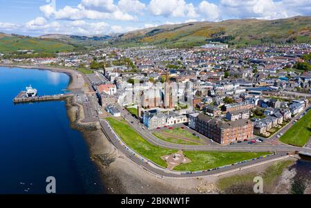 Aerial view of seaside town of Largs in North Ayrshire, Scotland, UK Stock Photo