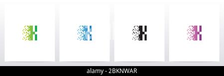 Pixel Eroded On Letter Logo Design X Stock Vector
