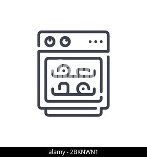 Vector illustration of one dishwasher icon or logo with black color and line design style Stock Vector