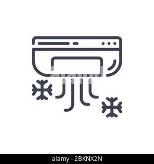 Vector illustration of one air conditioner icon or logo with black color and line design style Stock Vector