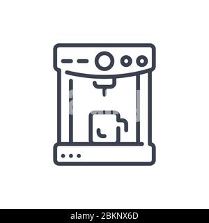 Vector illustration of one coffee maker icon or logo with black color and line design style Stock Vector