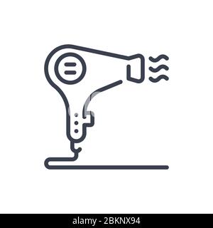 Vector illustration of one hair dryer icon or logo with black color and line design style Stock Vector