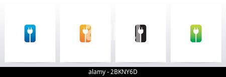 Power Plug On Letter Logo Design O Stock Vector