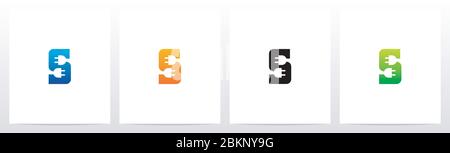 Power Plug On Letter Logo Design S Stock Vector