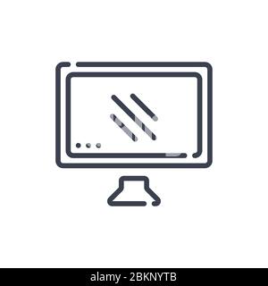 Vector illustration of monitor computer icon or logo with black color and line design style Stock Vector