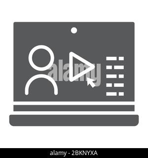 Live webinar glyph icon, education and school, online course sign vector graphics, a solid icon on a white background, eps 10. Stock Vector