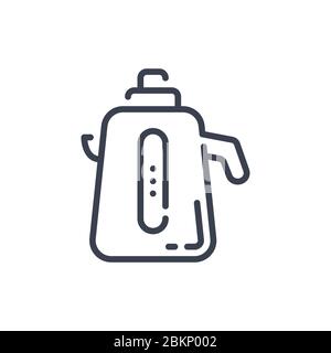 Vector illustration of one kettle icon or logo with black color and line design style Stock Vector