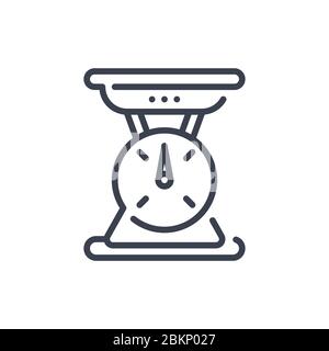 Vector illustration of one weight scale icon or logo with black color and line design style Stock Vector