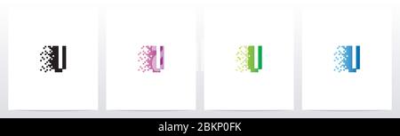 Pixel Eroded On Letter Logo Design V Stock Vector