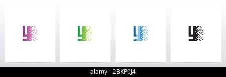 Pixel Eroded On Letter Logo Design Y Stock Vector