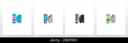Rectangle Block On Letter Logo Design M Stock Vector