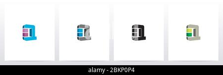 Rectangle Block On Letter Logo Design Q Stock Vector