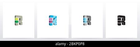 Rectangle Block On Letter Logo Design R Stock Vector