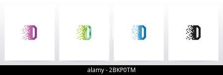 Pixel Eroded On Letter Logo Design D Stock Vector