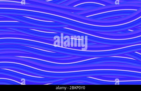 Sea background with blue waves, vector abstract pattern with curvy lines, vector illustration Stock Vector
