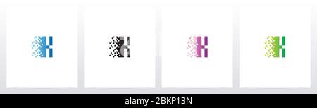 Pixel Eroded On Letter Logo Design K Stock Vector