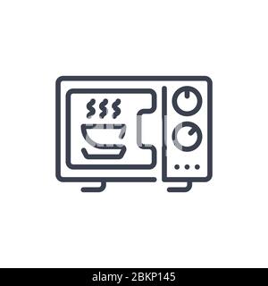 Vector illustration of one microwave icon or logo with black color and line design style Stock Vector