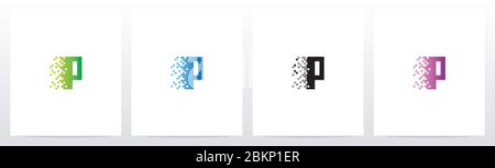 Pixel Eroded On Letter Logo Design P Stock Vector