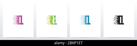 Pixel Eroded On Letter Logo Design Q Stock Vector