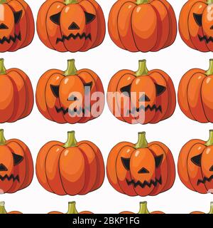 halloween background with different pumpkins, holiday pattern Stock Vector