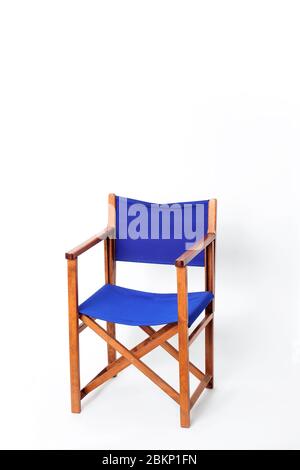 chair, furniture, director's, director's chair, position, social status, film studio, photo studio, clean, new, waiting,work from home, Stock Photo