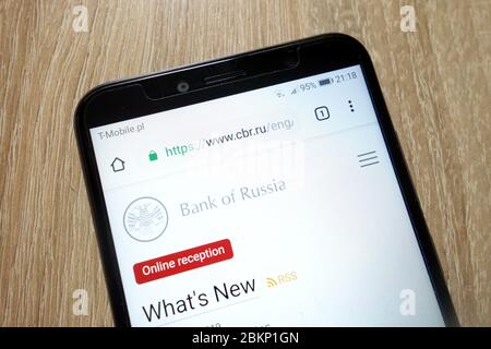 Central Bank of Russia website (www.cbr.ru) displayed on Huawei Y6 2018 smartphone Stock Photo