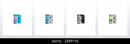Rectangle Block On Letter Logo Design A Stock Vector