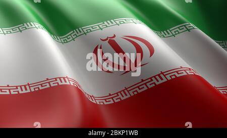 Wavy flag of Iran Stock Photo