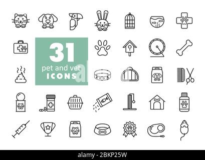 Pet and vet vector icon set Stock Vector