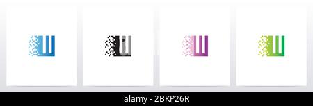 Pixel Eroded On Letter Logo Design W Stock Vector