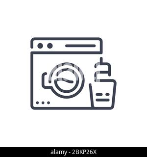 Vector illustration of one druer cleaner icon or logo with black color and line design style Stock Vector