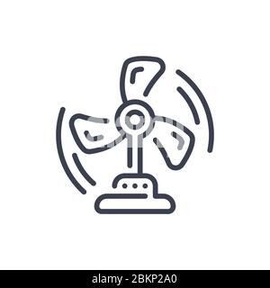 Vector illustration of one electric fan icon or logo with black color and line design style Stock Vector