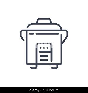 Vector illustration of one rice cooker icon or logo with black color and line design style Stock Vector