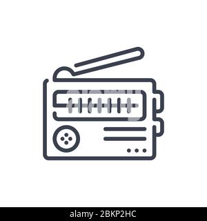 Vector illustration of one radio communication icon or logo with black color and line design style Stock Vector