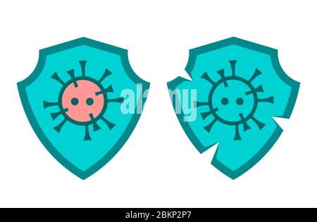 Blue shield with a pattern of coronavirus. Stock Vector