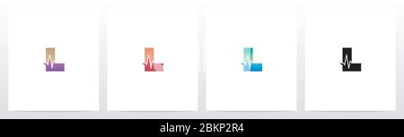 Pulse Line On Letter Logo Design L Stock Vector