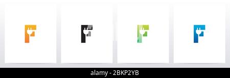 Power Plug On Letter Logo Design F Stock Vector