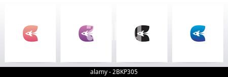 Rocket Launch On Letter Logo Design C Stock Vector