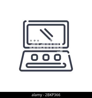 Vector illustration of laptop icon or logo with black color and line design style Stock Vector