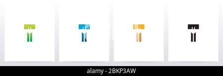 Power Plug On Letter Logo Design T Stock Vector