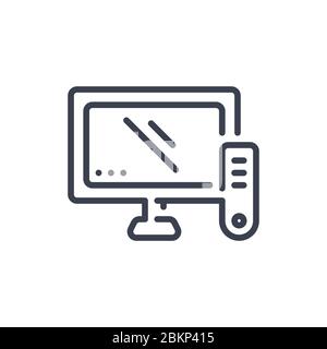 Vector illustration of one television icon or logo with black color and line design style Stock Vector