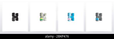 Rectangle Block On Letter Logo Design X Stock Vector