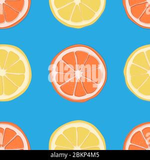 Citrus fruits pattern with lemons and oranges. Varied and colorful backround useful how wrapping paper or texture. Stock Vector