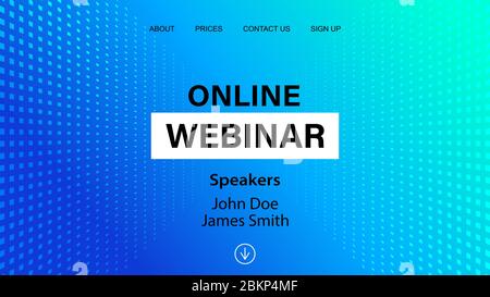 Online webinar landing page template. Vector banner mock up for business conference announcement Stock Vector