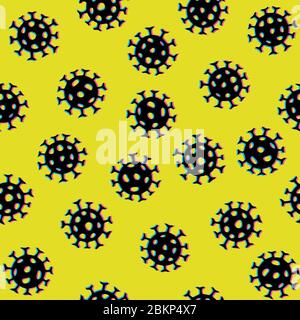 Virus seamless pattern. Abstract bacterium backdrop. illustration of novel Coronavirus 2019-nCoV background. Ornamental COVID-19 medical design. Stock Vector