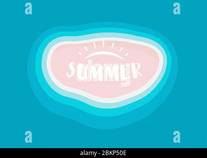 Isolated uninhabited island vector illustration. Ocean element banner template. Resort logo. Summer holiday sign. Stock Vector